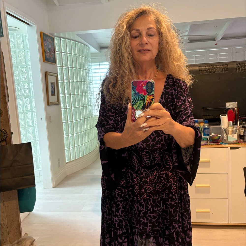 Purple and Black Batik Floral Dress